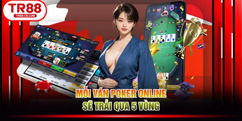 Mỗi ván poker online sẽ trải qua 5 vòng